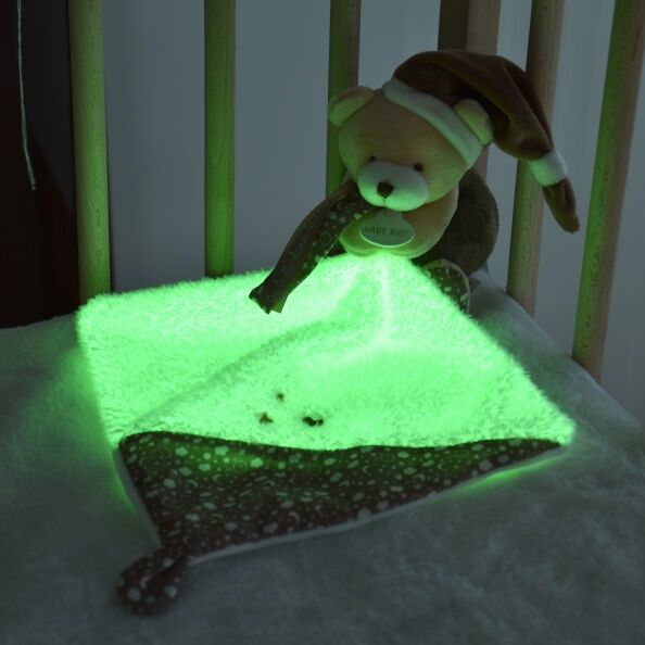  - glow in the dark - plush with comforter bear brown white 25 cm 
